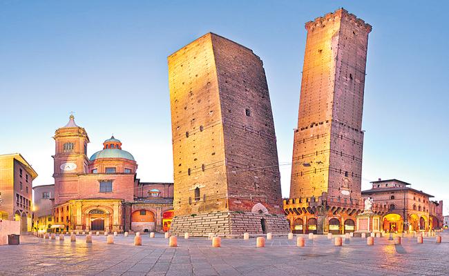Leaning Tower of Bologna   Historic Leaning Tower in Italy  Historical Italian Architecture  Travel Destination  