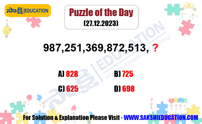 Puzzle of the Day     SakshiEducation    PuzzleOfTheDay