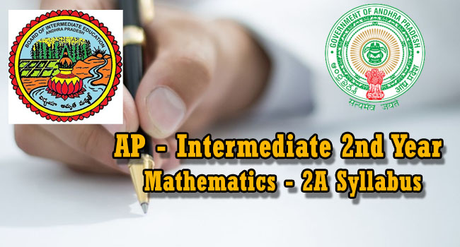 Andhra Pradesh: Intermediate 2nd Year Mathematics 2A(TM) Syllabus 