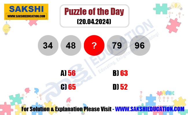 Puzzle of the Day   missing number puzzle  sakshieducation daily puzzle