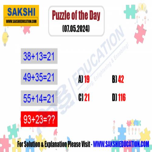 Puzzle of the Day   mising number puzzle  sakshieducation dailypuzzles