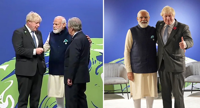 PM Modi meets Boris Johnson in Glasgow on the side-lines of COP26
