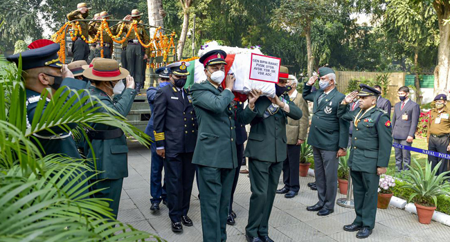 Last rites of Chief of Defence Staff General Bipin Rawat to be performed with full Military honours in New Delhi