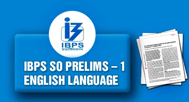 IBPS SO Prelims English Practice Test