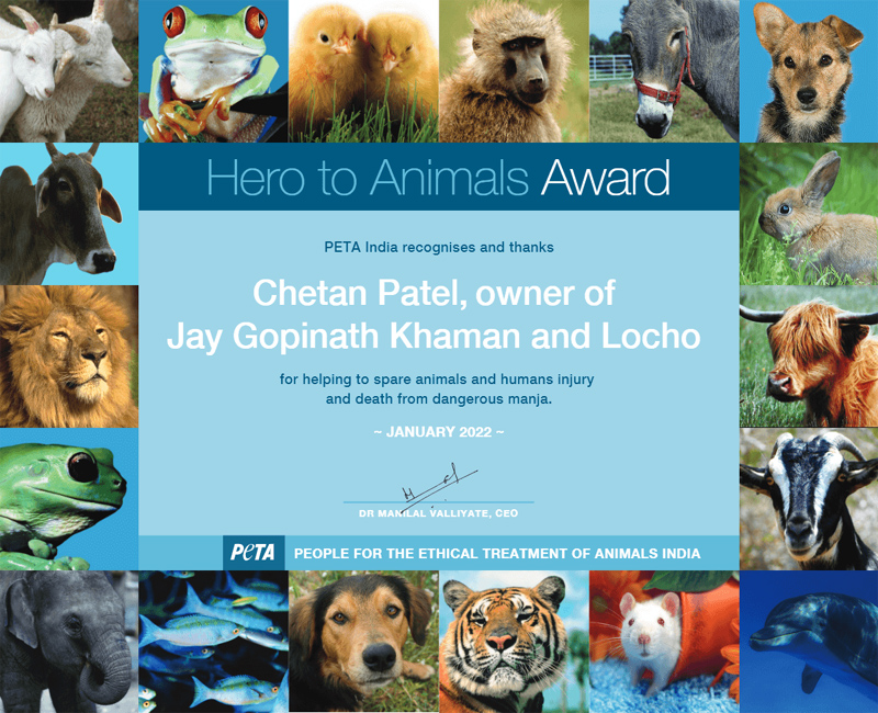 Hero to animal award-chetan patel