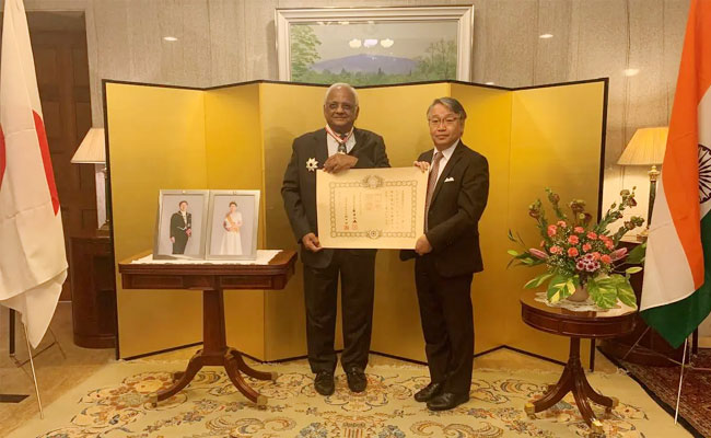 Japan’s ‘Order of the Rising Sun’ award conferred to Narayanan Kumar.