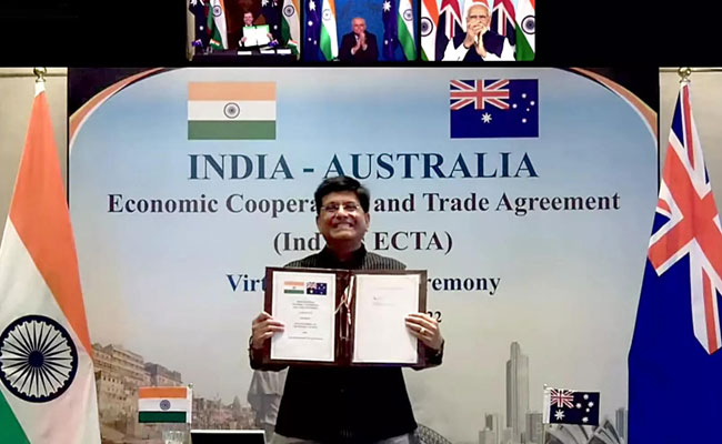 India, Australia exchange written notifications regarding India-Australia Economic Cooperation and Trade Agreement