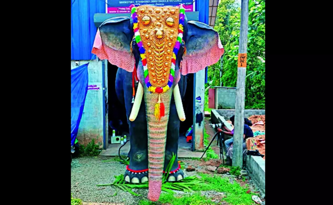 robotic elephant in the temple