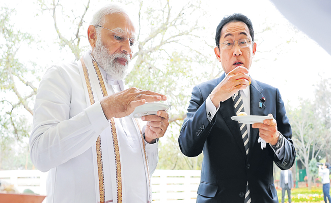 Japanese PM Fumio Kishida with Prime Minister Narendra Modi 