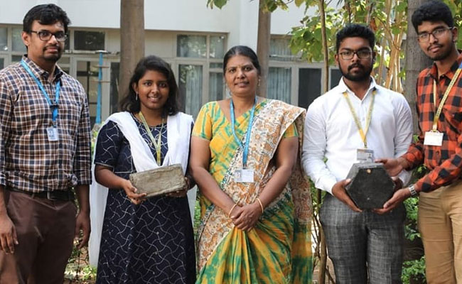 Indian students turn PPE waste into eco-friendly bricks without cement