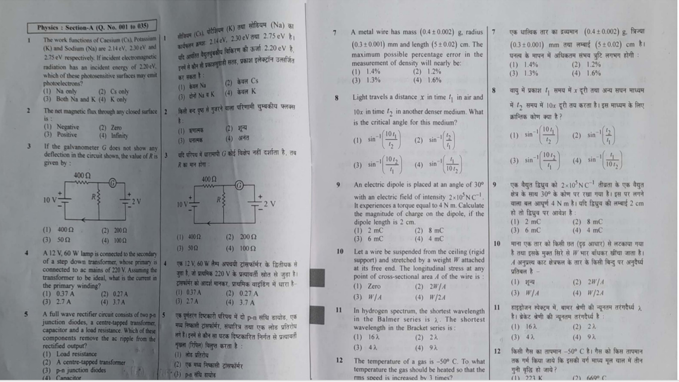 NEET UG Exam 2023 Question Paper & Key