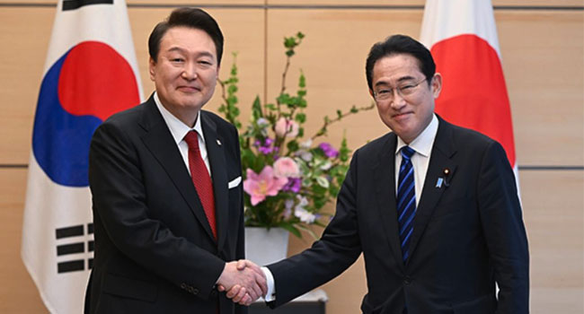 Japan's PM Fumio Kishida arrives in Seoul to meet South Korean President Yoon Suk Yeol