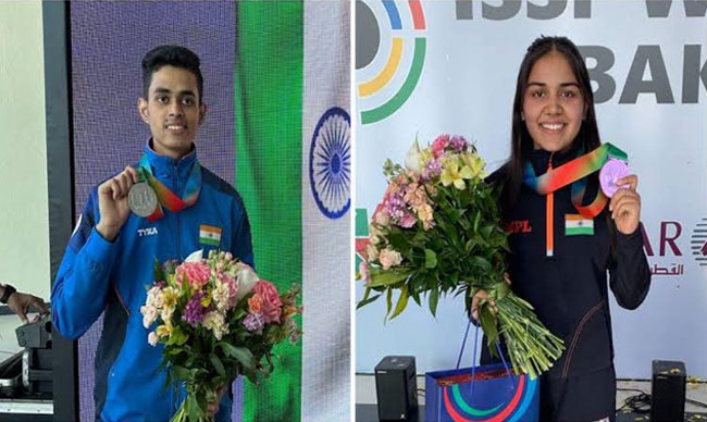 Indian shooters Hriday Hazarika and Nancy Mandhotra bag silver medals in 10-meter air rifle event at ISSF World Cup 2023