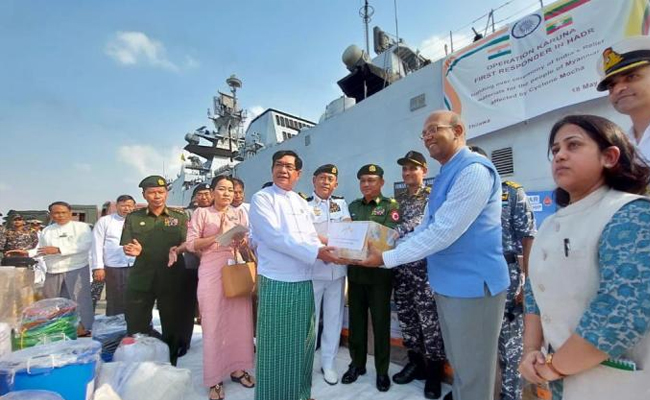 Operation Karuna: INS Gharial delivers medical supplies for people of cyclone-hit Myanmar