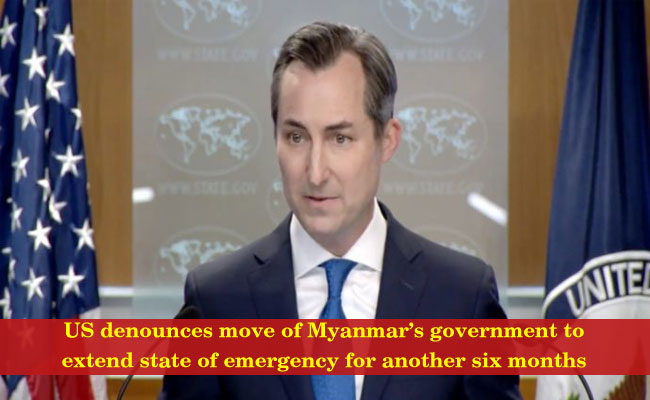 US denounces move of Myanmar’s government to extend state of emergency for another six months