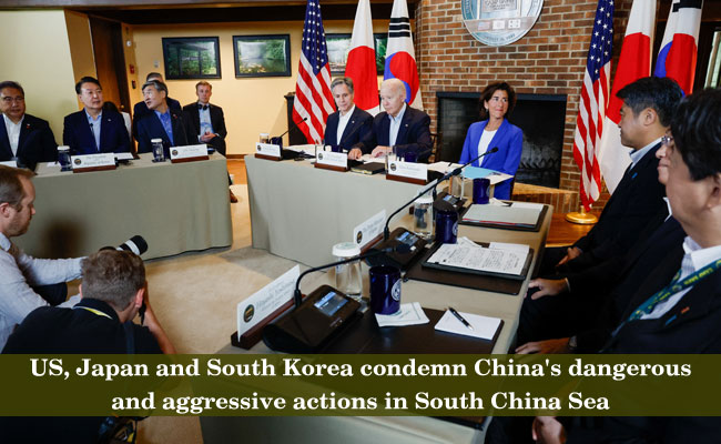 US, Japan and South Korea condemn China's dangerous and aggressive actions in South China Sea