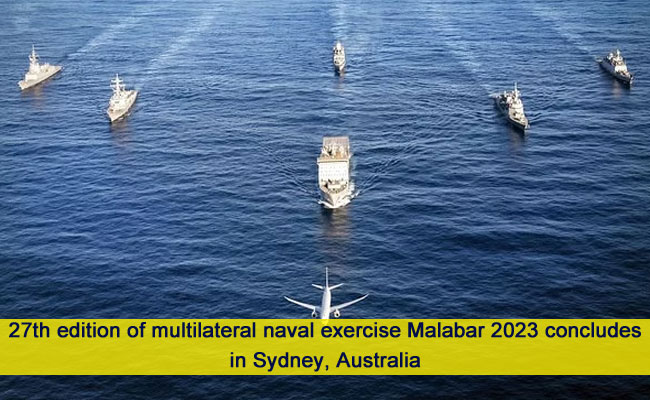 27th edition of multilateral naval exercise Malabar 2023 concludes in Sydney, Australia