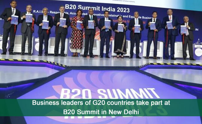 Business leaders of G20 countries take part at B20 Summit in New Delhi