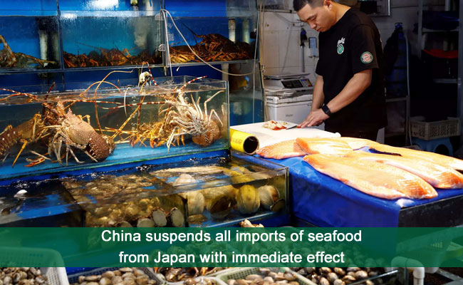 China suspends all imports of seafood from Japan with immediate effect