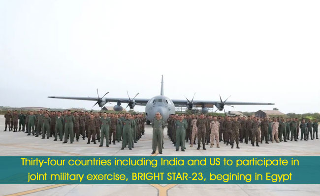 Thirty-four countries including India and US to participate in joint military exercise, BRIGHT STAR-23, begining in Egypt