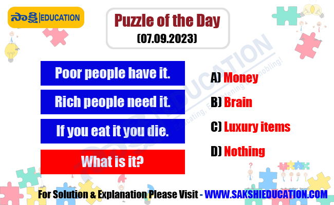 Puzzle of the Day (07.09.2023), sakshi education , daily puzzles