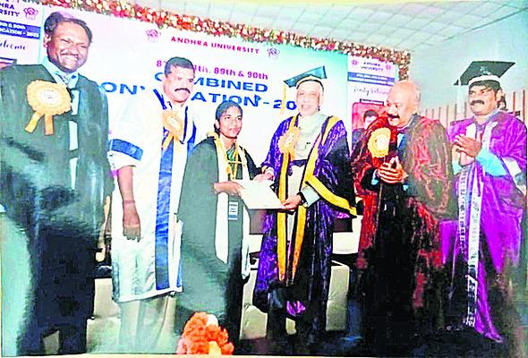 Student Manasa of Andhra University achieves top rank