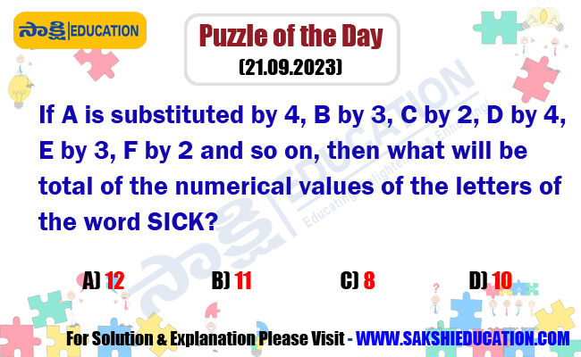 Puzzle of the Day (21.09.2023),New puzzle every day ,sakshi education