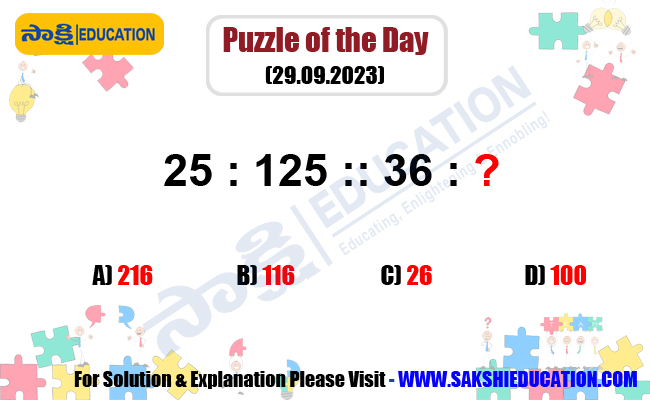 Puzzle of the Day (29.09.2023),sakshi education, number puzzle