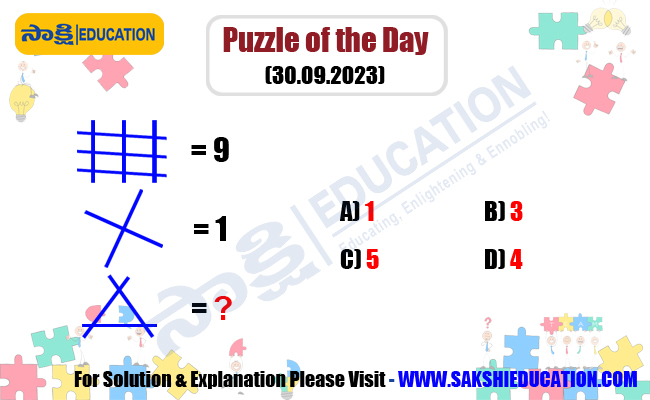 Puzzle of the Day (30.09.2023),sakshi education, daily puzzles questions,daily puzzles, maths puzzltes