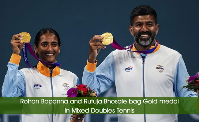 Rohan Bopanna and Rutuja Bhosale bag Gold medal in Mixed Doubles Tennis