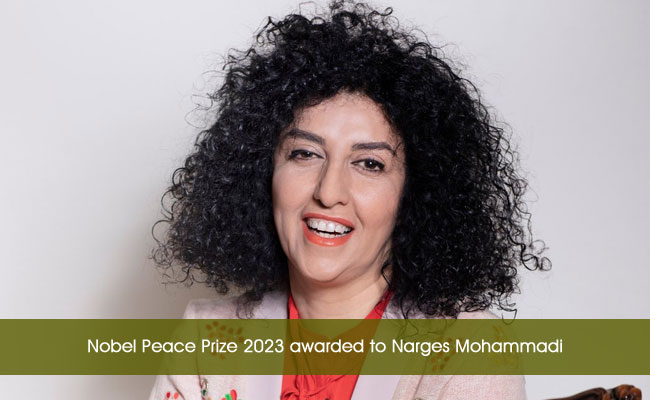 Human rights champion Narges Mohammadi,Nobel Peace Prize 2023 awarded to Narges Mohammadi,Narges Mohammadi advocating for women's rights in Iran