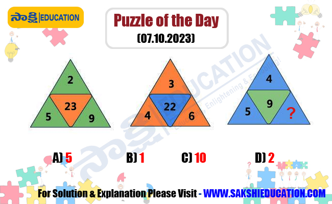 Puzzle of the Day (07.10.2023), sakshi education, number puzzle