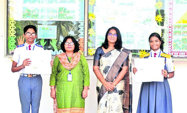 St. Johns school students with the certificates from PM Modi