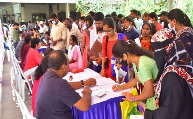 Students at job mela organized at district employment office