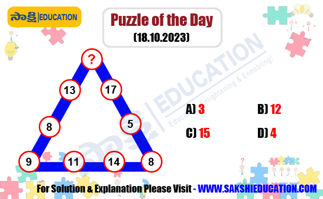 Puzzle of the Day (18.10.2023),sakshi education, maths puzzle