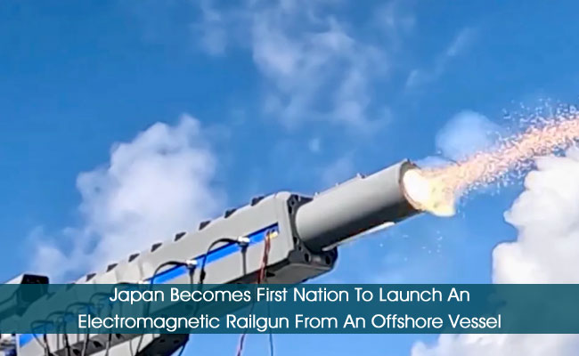 Japan Becomes First Nation To Launch An Electromagnetic Railgun From An Offshore Vessel