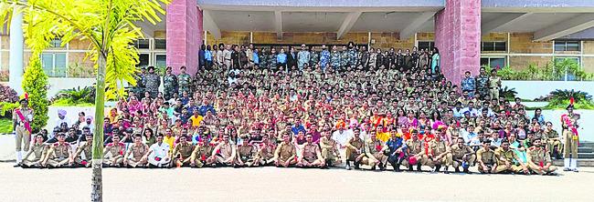 NCC cadets in training, State NCC Deputy Director General Air Commander VM Reddy, NCC cadets who participated in the training,  NCC cadets gaining self-confidence and discipline