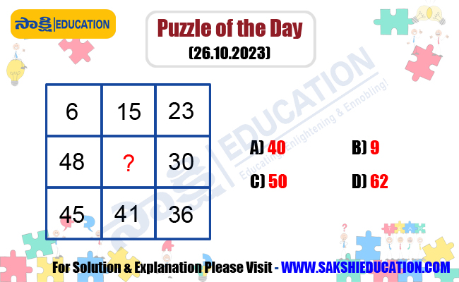 Puzzle of the Day (26.10.2023),sakshi education, maths puzzle