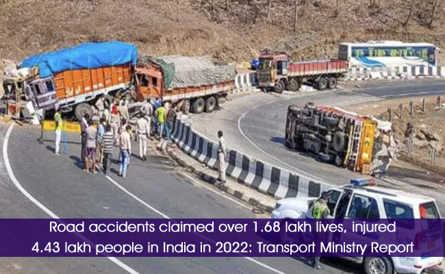 Road accidents claimed over 1.68 lakh lives, injured 4.43 lakh people in India in 2022: Transport Ministry Report