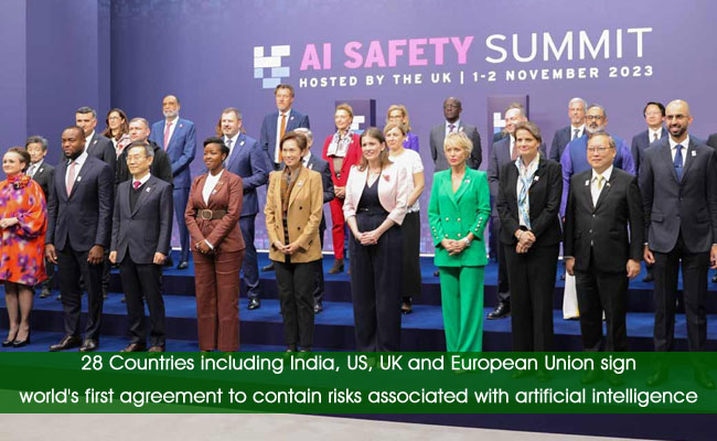 28 Countries including India, US, UK and European Union sign world's first agreement to contain risks associated with artificial intelligence