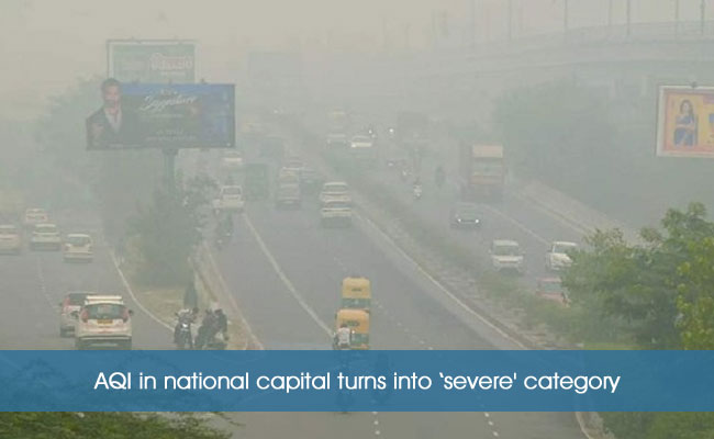 AQI in national capital turns into ‘severe' category