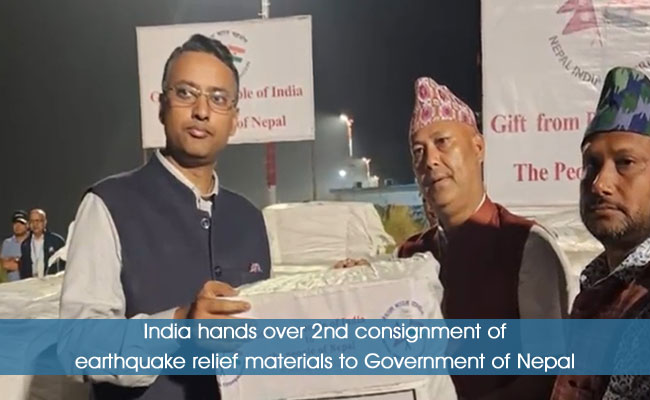 India hands over 2nd consignment of earthquake relief materials to Government of Nepal