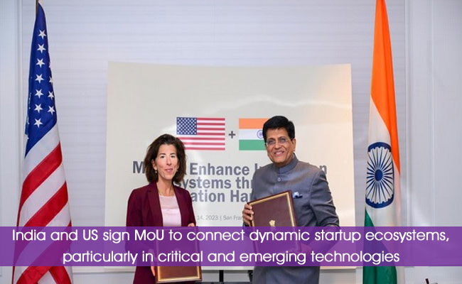 India and US sign MoU to connect dynamic startup ecosystems, particularly in critical and emerging technologies
