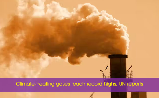 Climate-heating gases reach record highs, UN reports