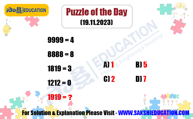 Puzzle of the Day (19.11.2023), sakshi education puzzles, number puzzle