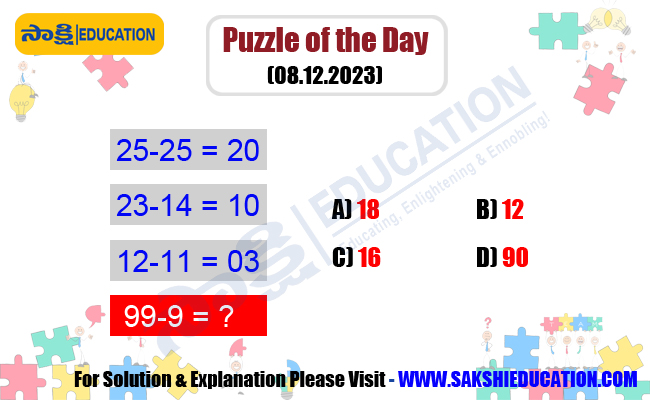 Puzzle of the Day (08.12.2023)  maths puzzle  sakshi education