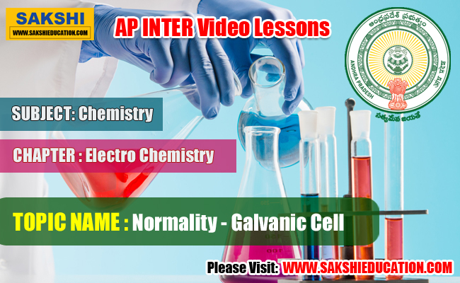 AP Senior Inter Chemistry Videos - Electro Chemistry - Normality - Galvanic Cell