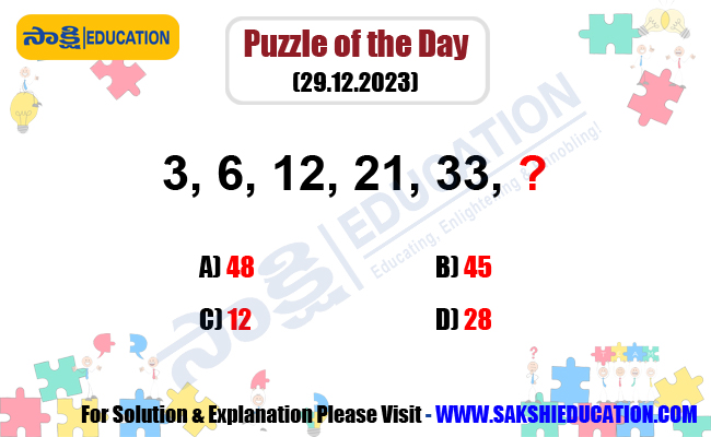 Puzzle of the Day  Find the missing number in the sequence. maths puzzles