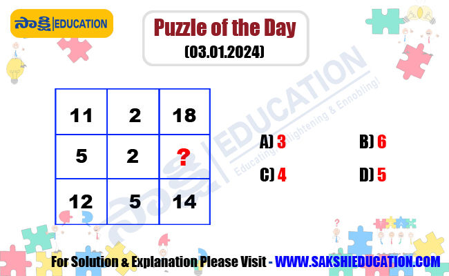 Puzzle of the Day  sakshi education   Problem Solving puzzles   sakshi education dailypuzzles