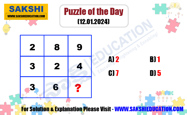 Puzzle of the Day   sakshi education daily puzzles   maths puzzles